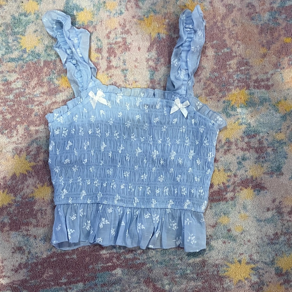 Trixxi Light Blue Ruffled Blouse